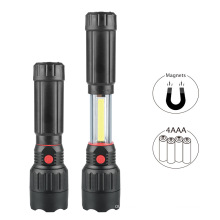 2 in 1 Flashlight/worklight, 3W COB LED Flashlight with Magnetic base, length adjustable & telescopic